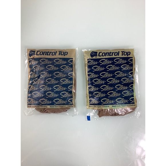 Vintage Silkies Control,Top Hoses with support legs Beige Size large NEW - Picture 1 of 2